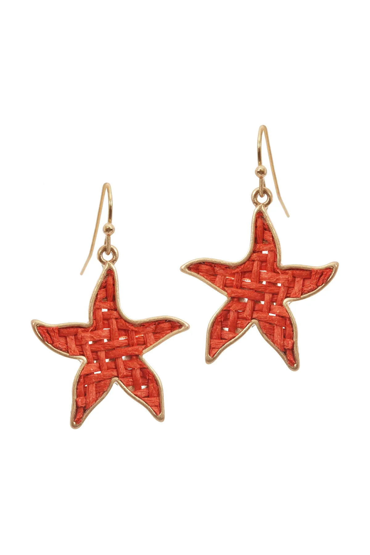 STRAW STARFISH SEALIFE HOOK EARRINGS
