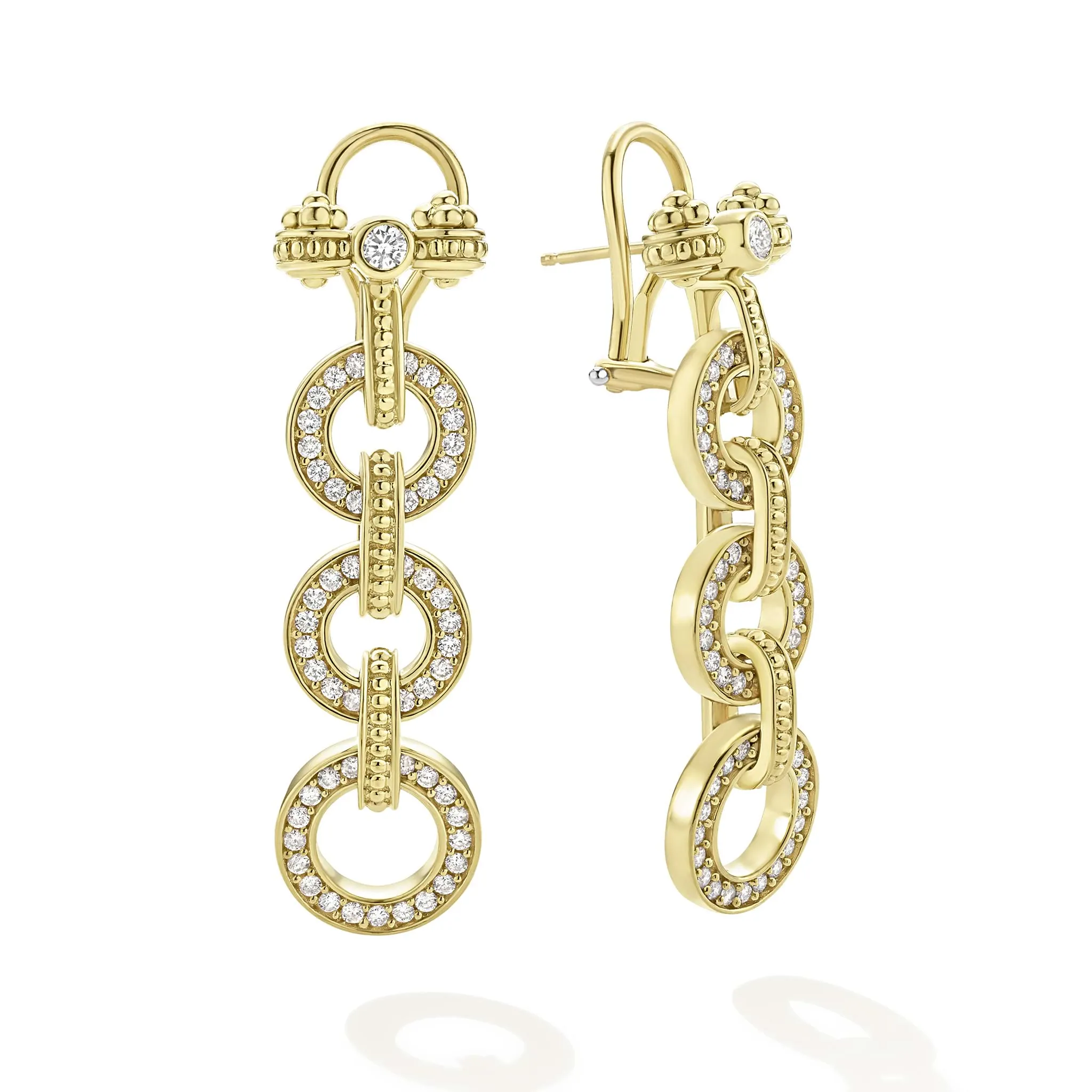 Studio 18K Gold Circle Diamond Drop Earring