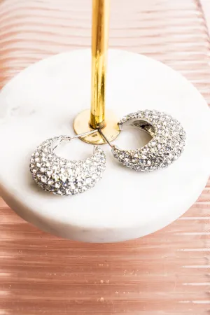 Stunning Gaze Silvertone Puff Teardrop Hoop Earrings