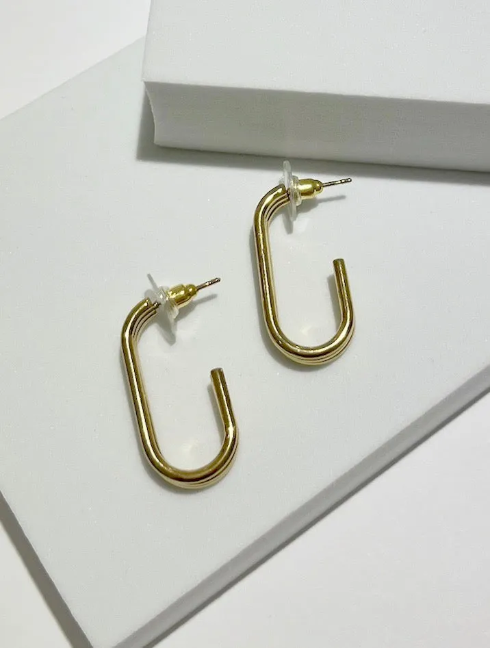 Style in Simplicity Gold Oval Hoop Earrings