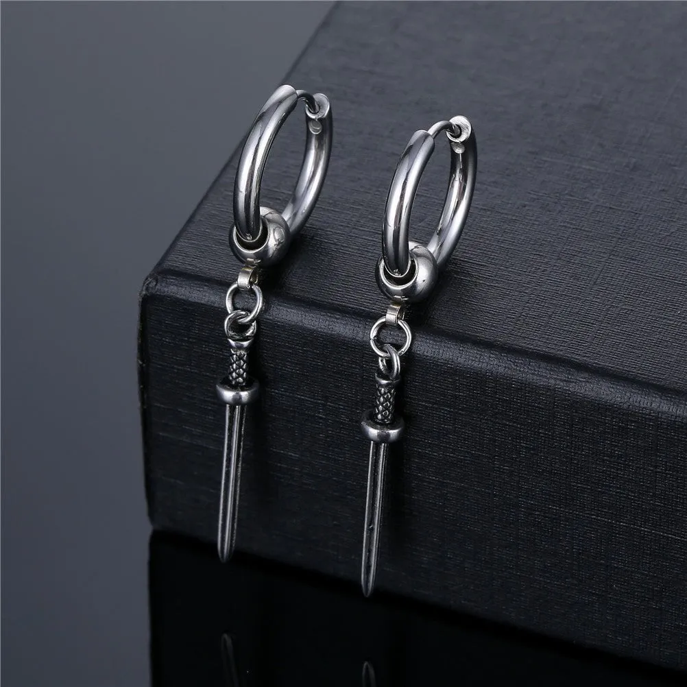 Stylish Ear Pendants with Vintage Sword Motif