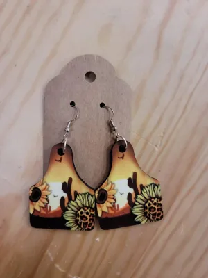 Sunflower Sunset Wood Earrings
