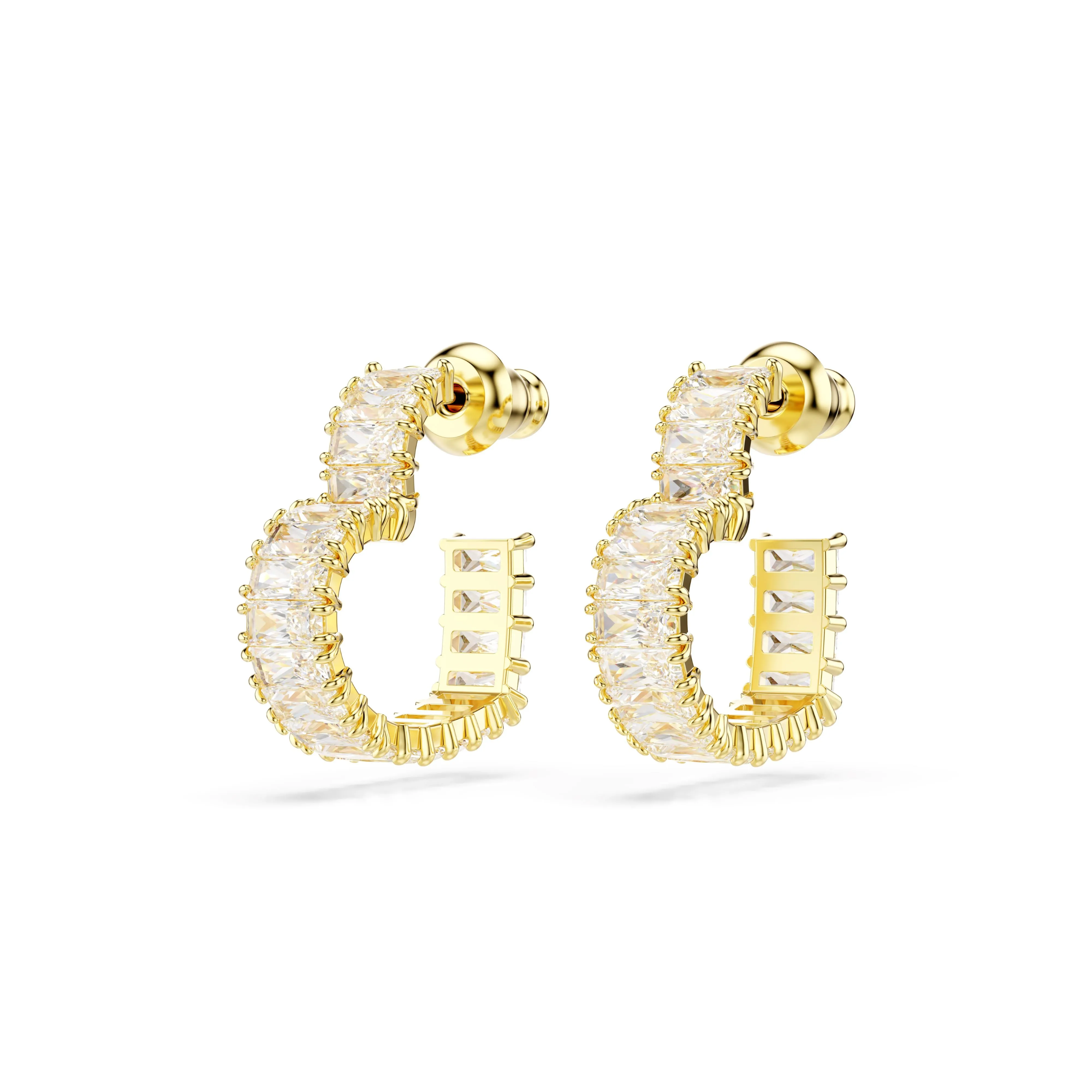 Swarovski Gold Tone Matrix Heart Hoop Earrings