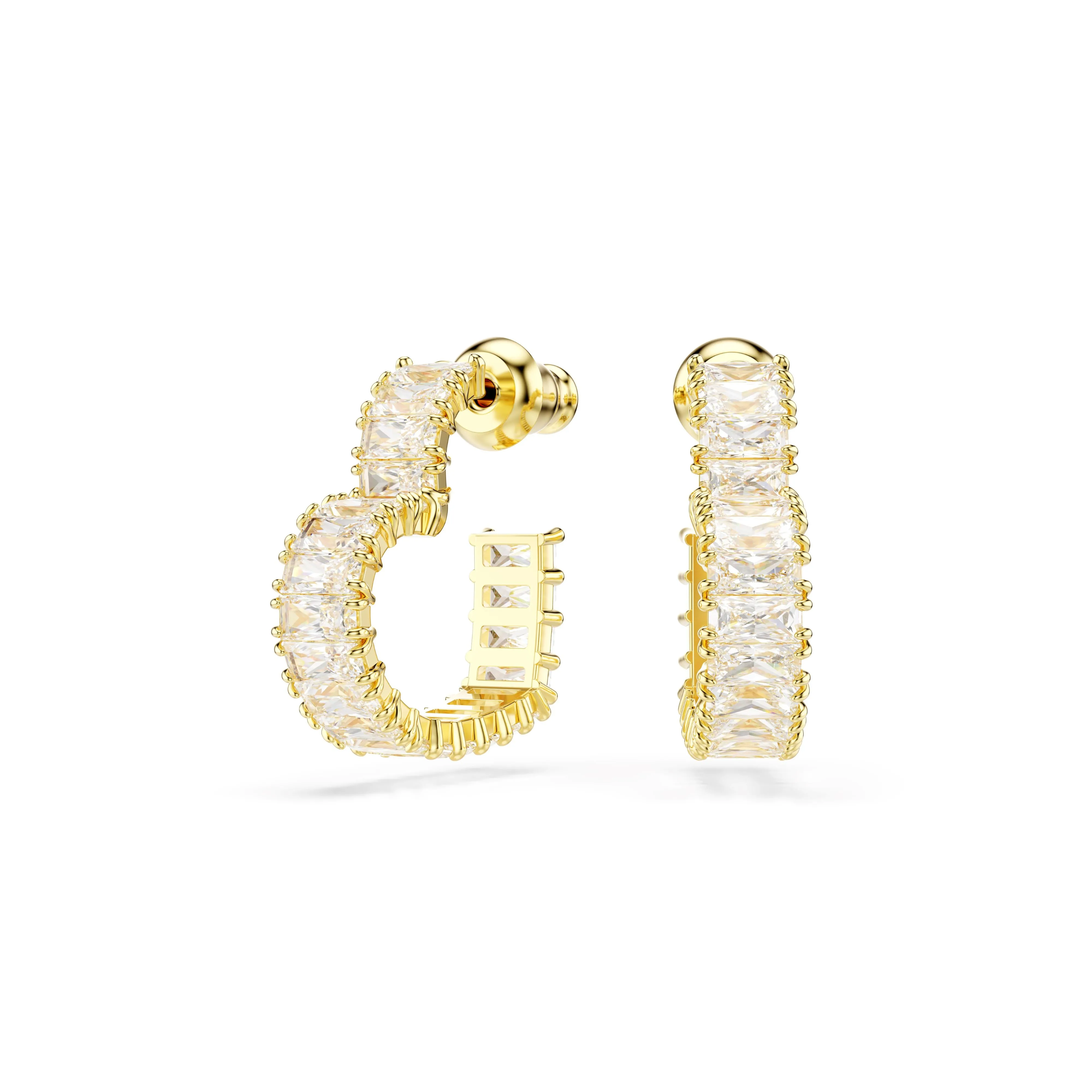 Swarovski Gold Tone Matrix Heart Hoop Earrings