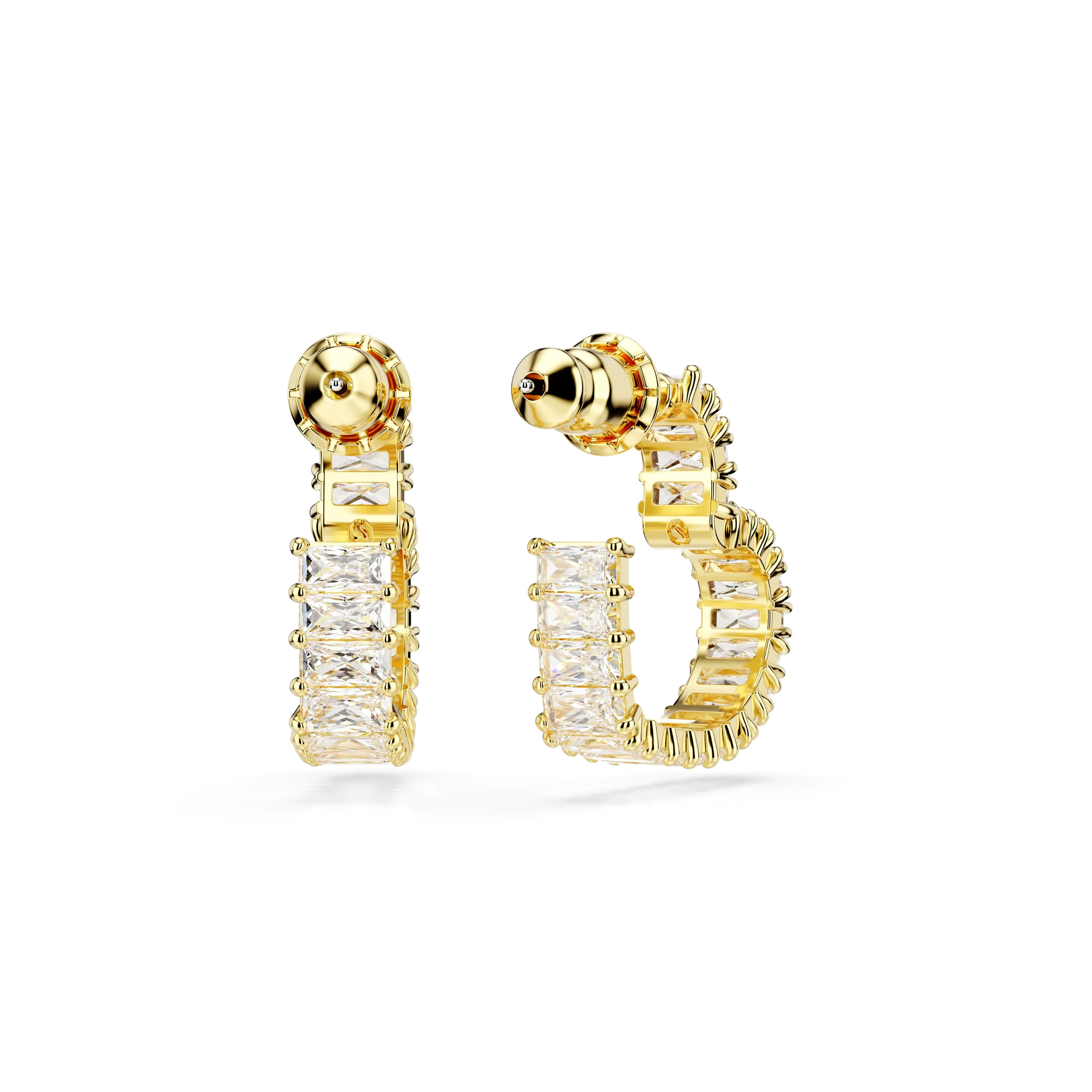 Swarovski Gold Tone Matrix Heart Hoop Earrings