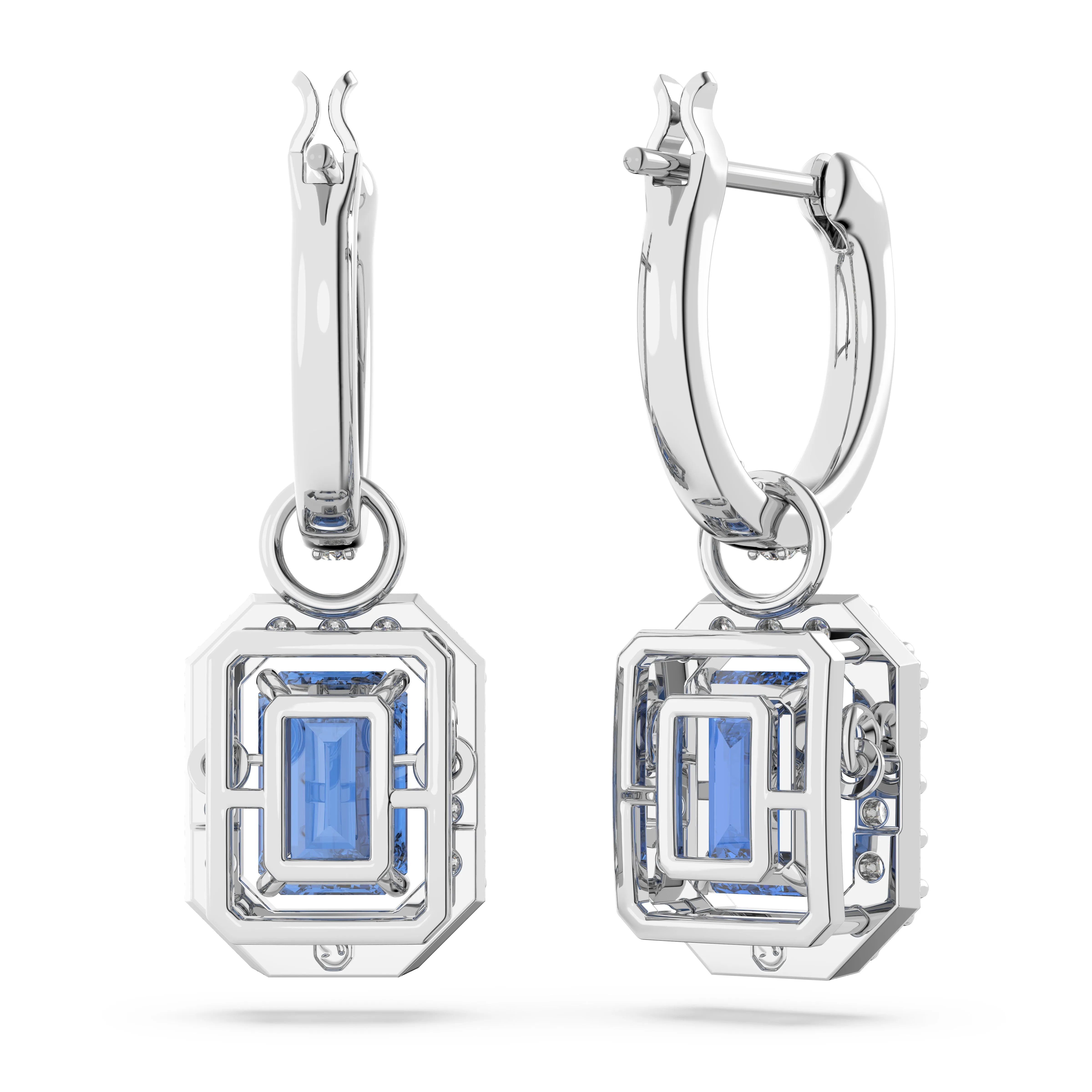 Swarovski Millenia Octagon Blue Rhodium Drop Earrings