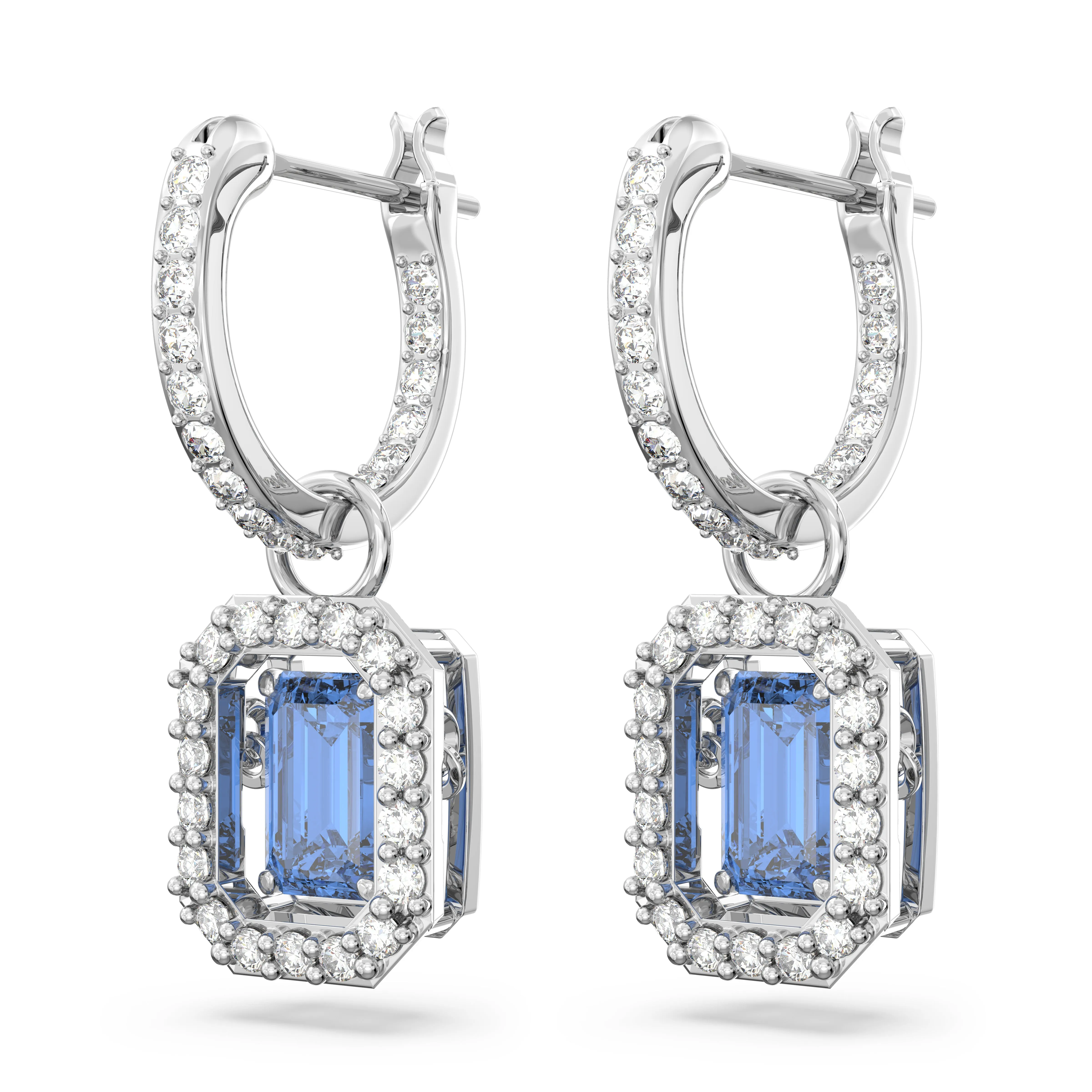 Swarovski Millenia Octagon Blue Rhodium Drop Earrings