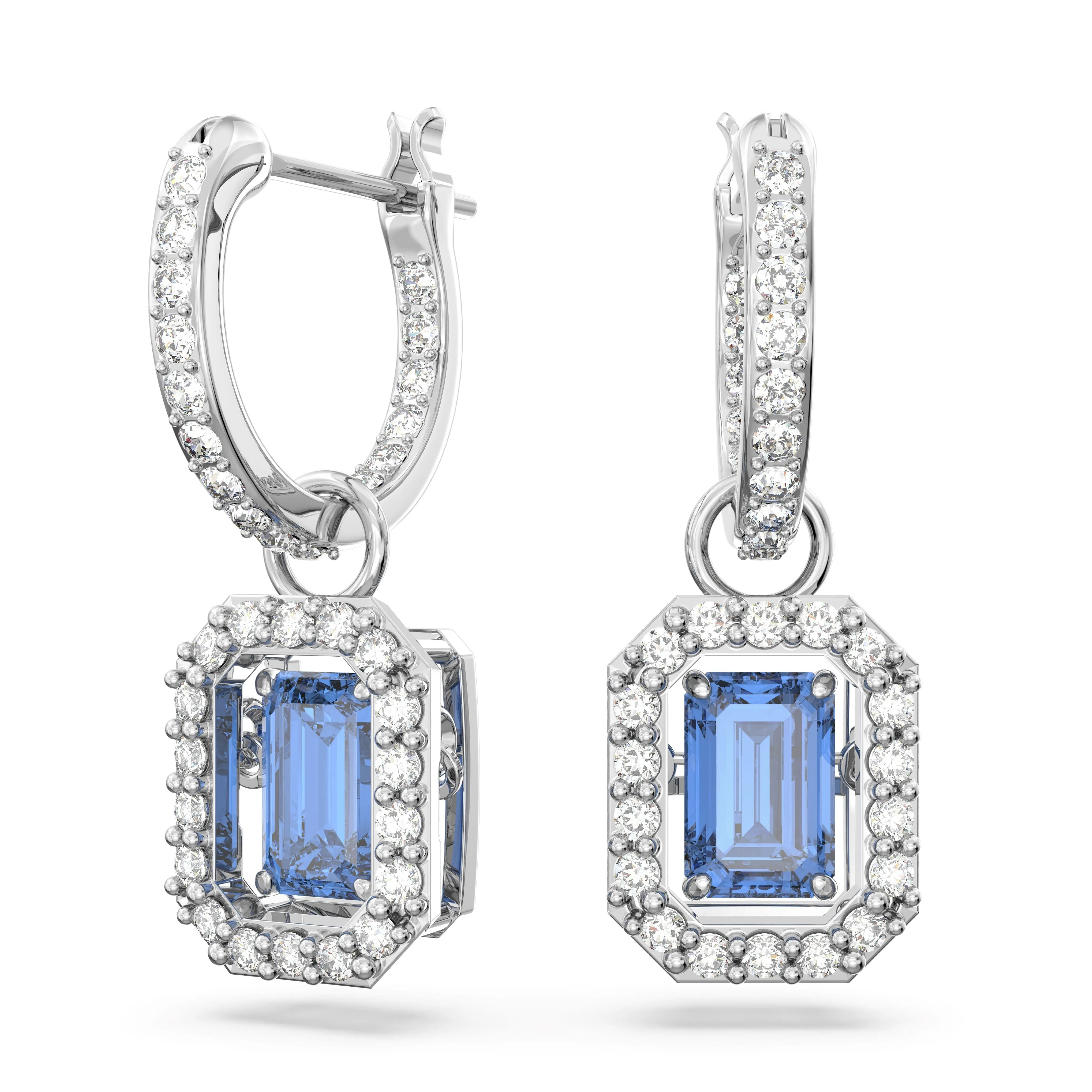 Swarovski Millenia Octagon Blue Rhodium Drop Earrings