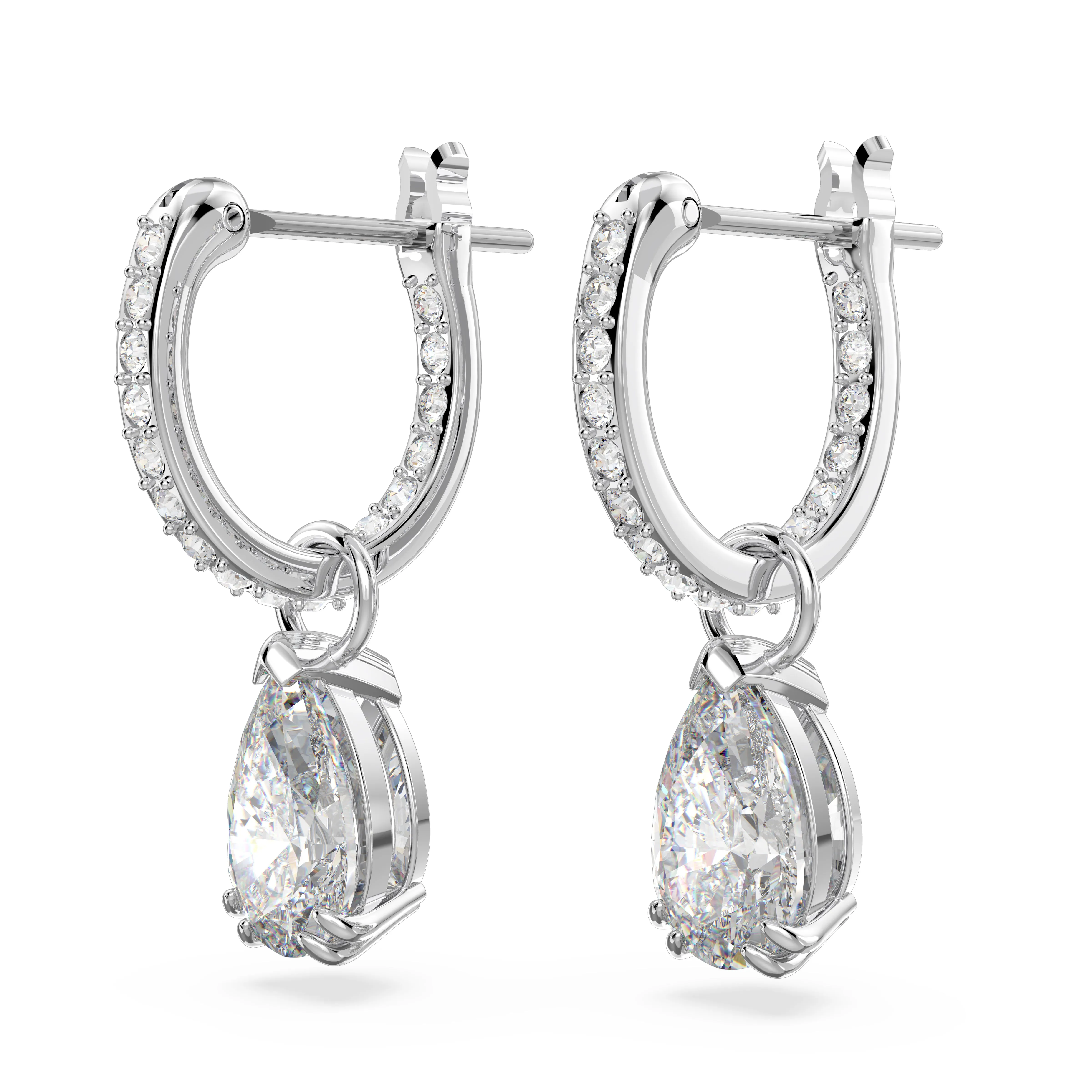 Swarovski Millenia Pear Rhodium Hoop Earrings