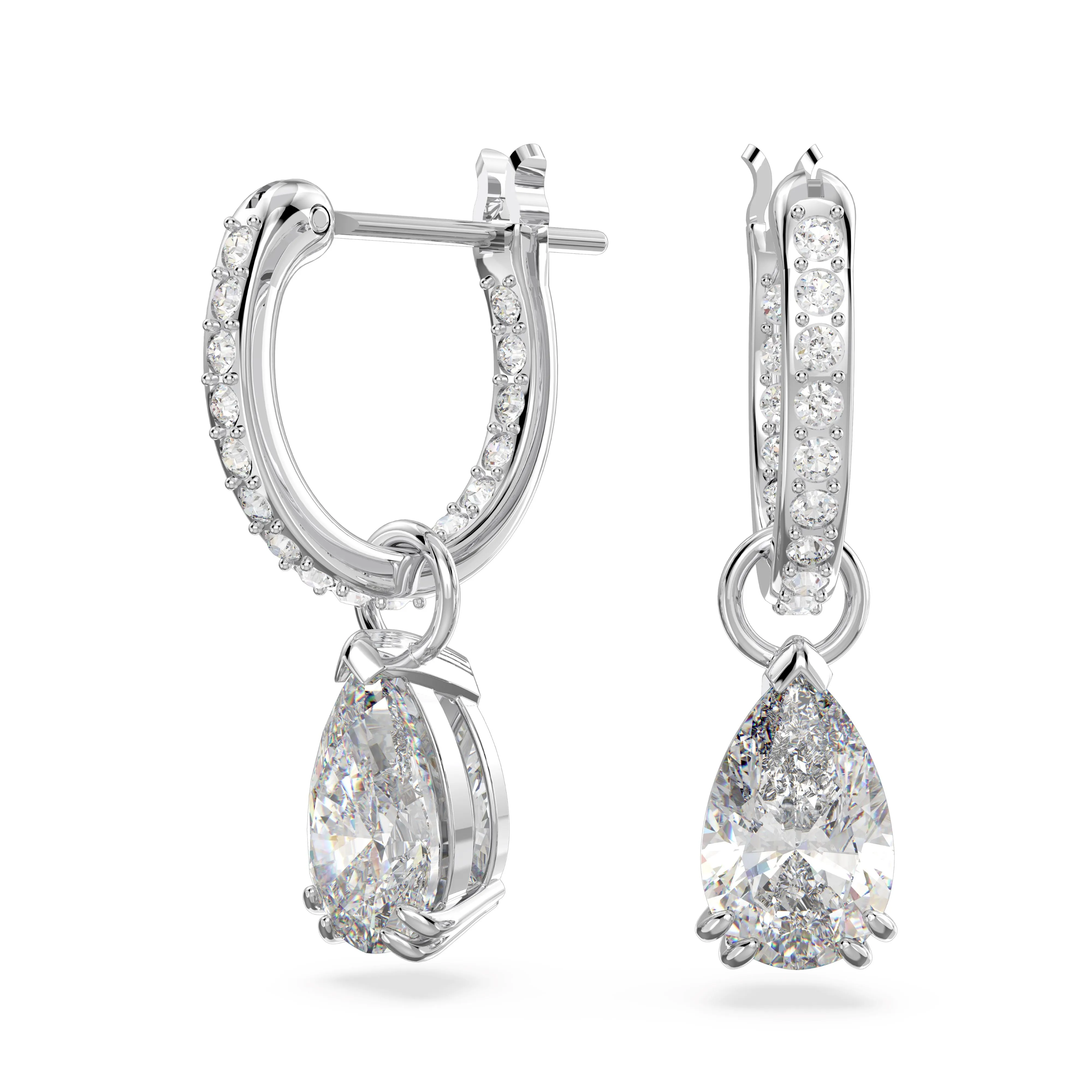 Swarovski Millenia Pear Rhodium Hoop Earrings