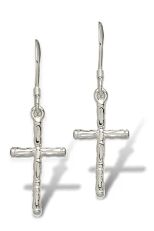 Syndy's Silver Cross French Back Drop Earrings