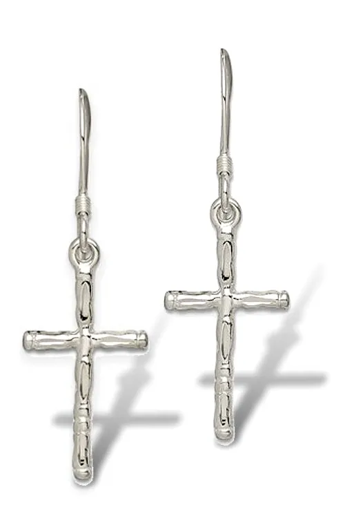 Syndy's Silver Cross French Back Drop Earrings