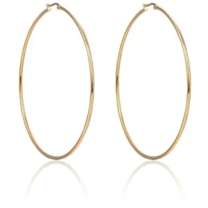 Tarnish Resistant Gold Plated Oval Hoop Earrings - 3 Inch Diameter
