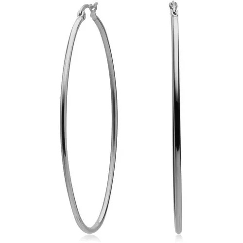 Tarnish Resistant Gold Plated Oval Hoop Earrings - 3 Inch Diameter