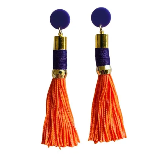 Tassel Earrings Orange/Purple
