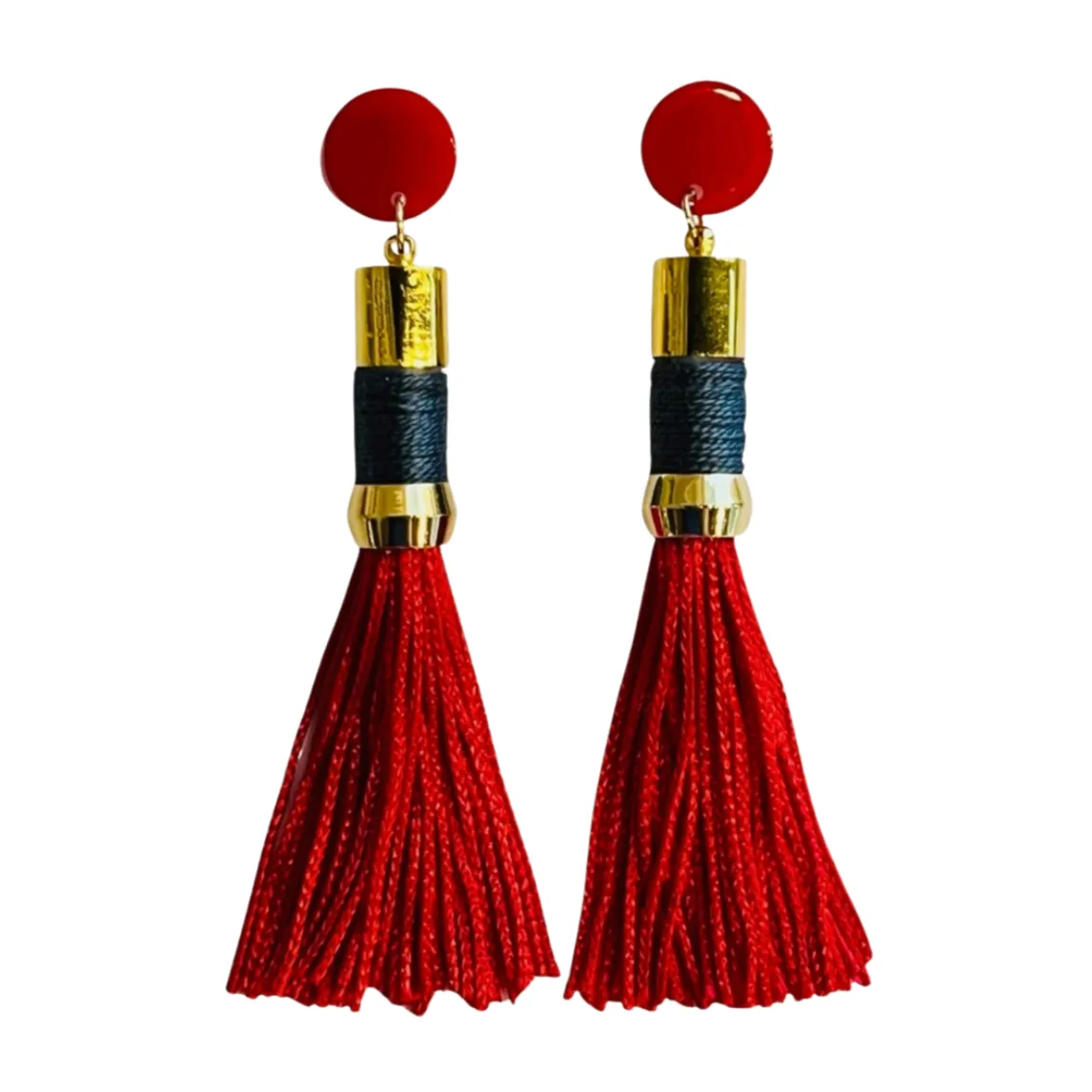 Tassel Earrings Red/Grey