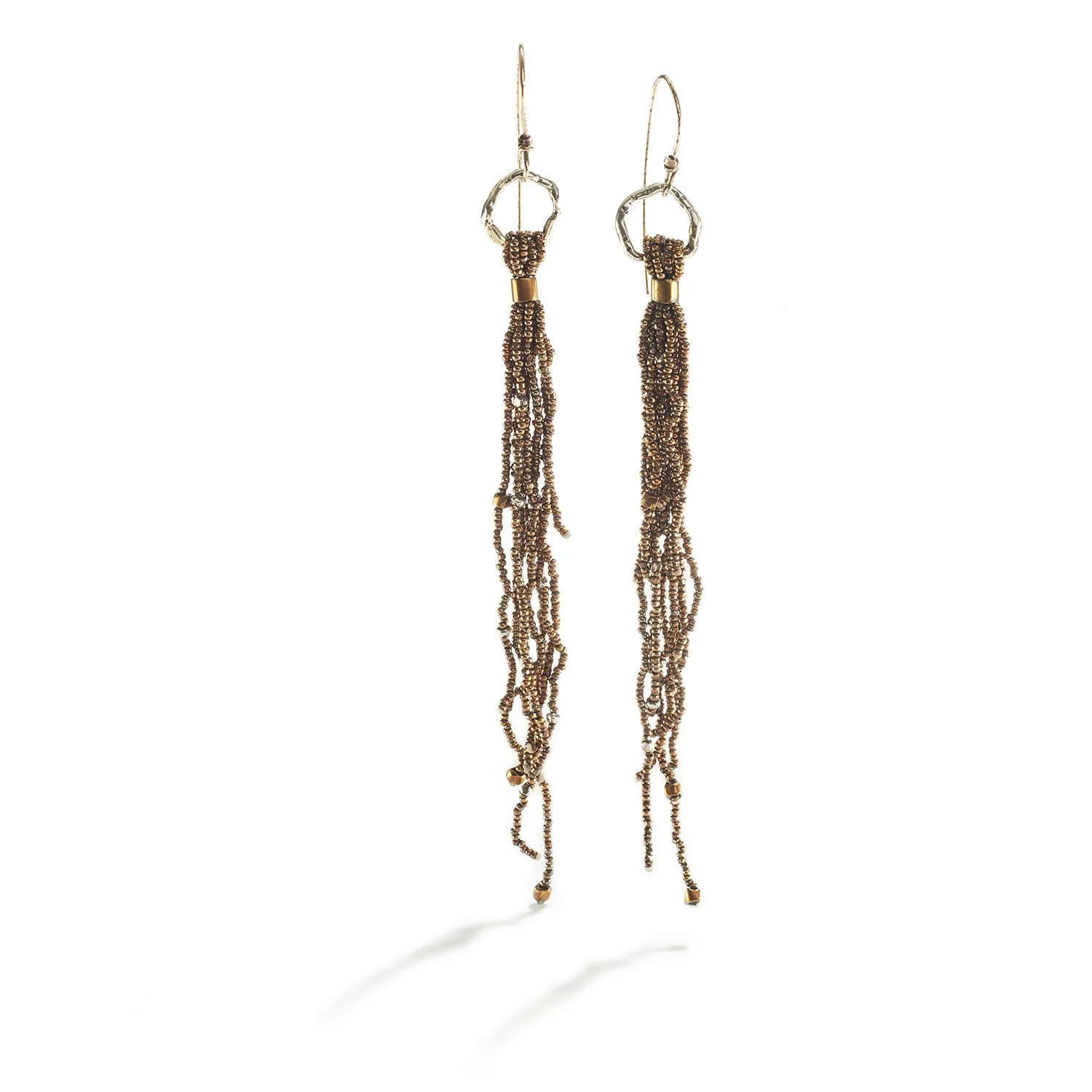 Tassel Earrings with Silver Ring