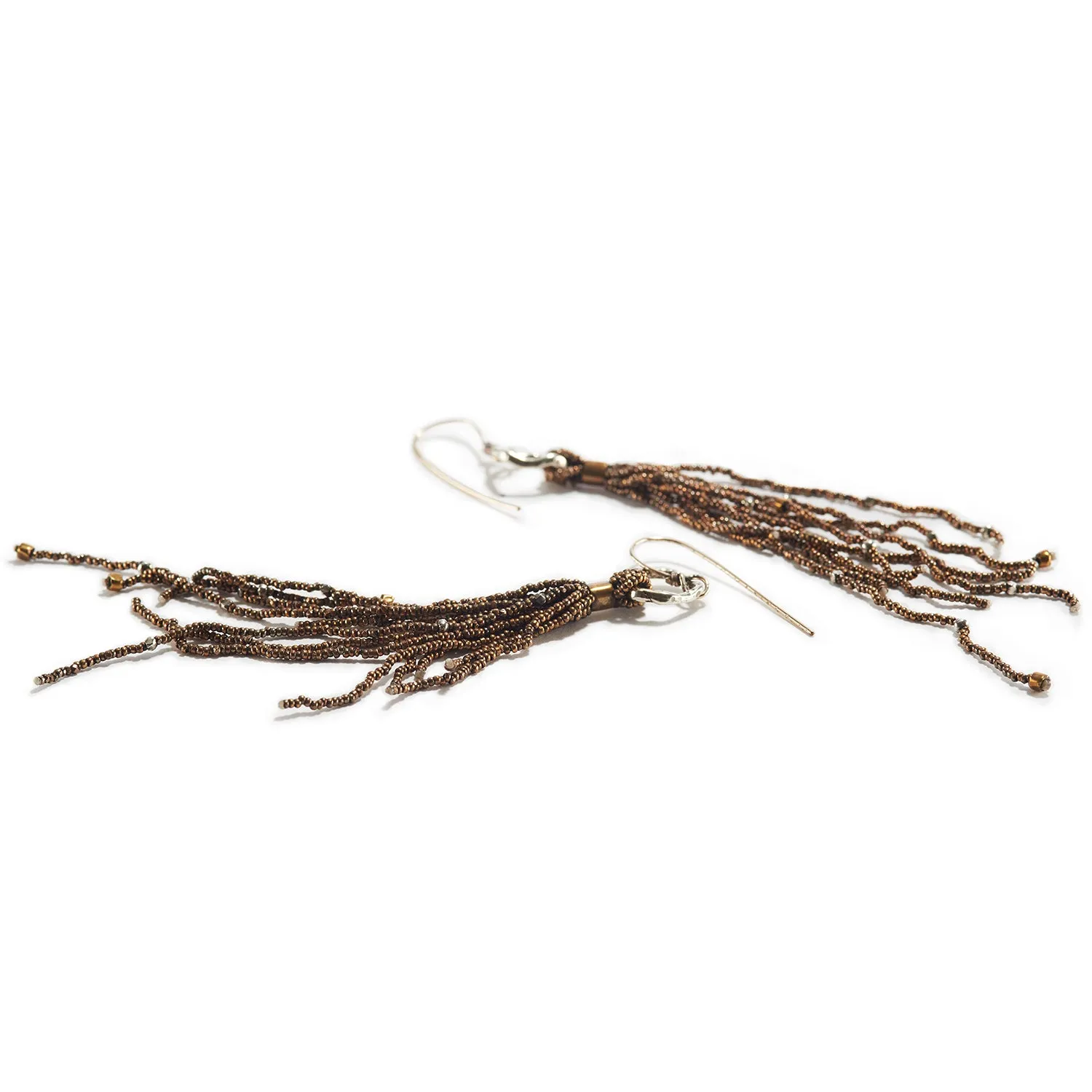 Tassel Earrings with Silver Ring
