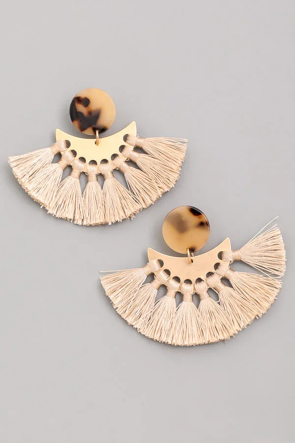 Tassel Half Moon Drop Earrings