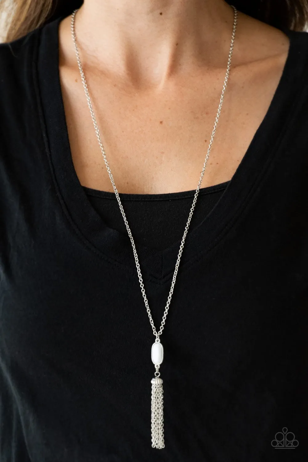 Tassel Tease White Necklace Paparazzi