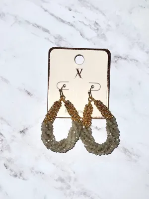Taupe Teardrop Bead Earrings