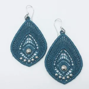 Teal Lace Dangle Earrings