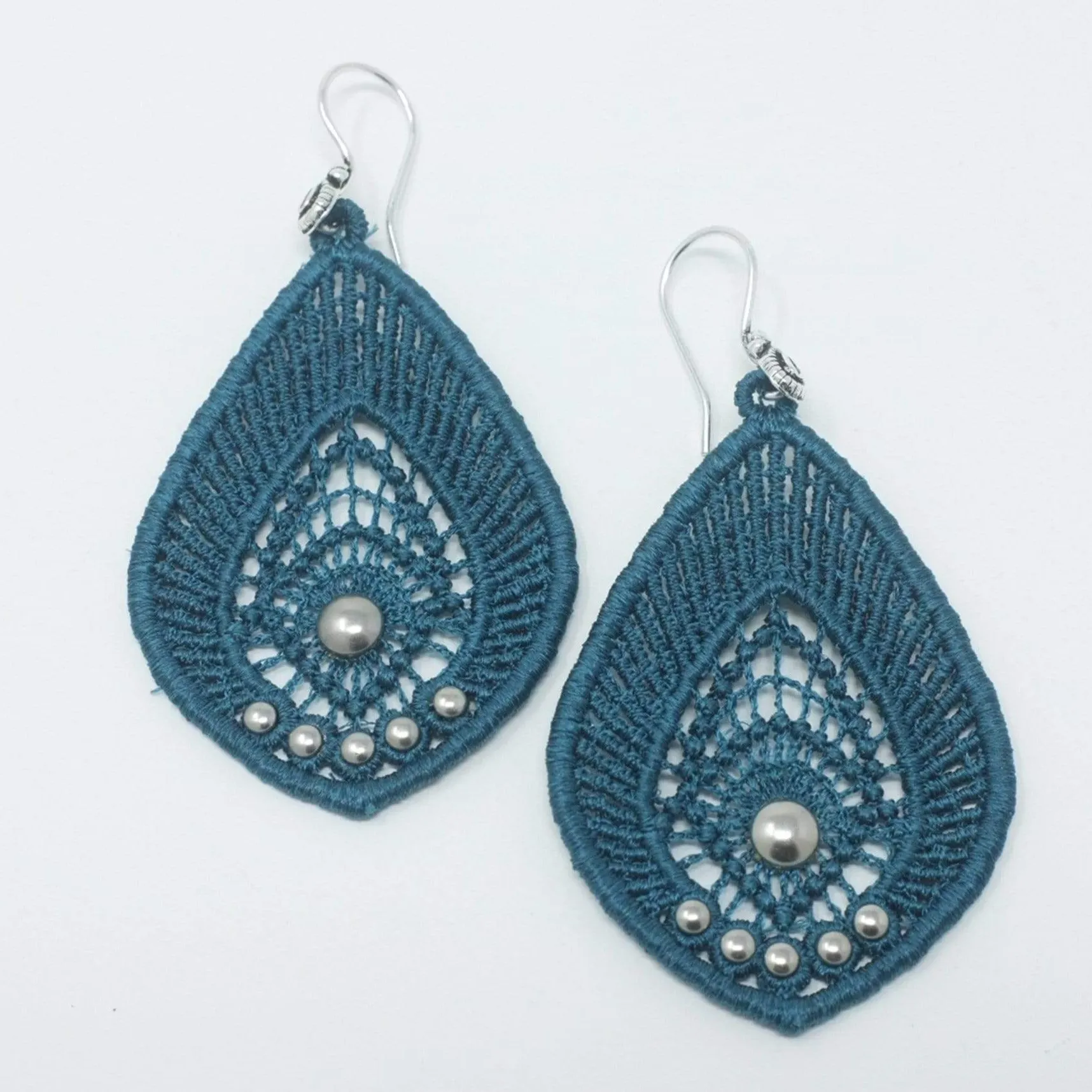 Teal Lace Dangle Earrings