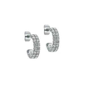 ted baker mellrie: small double crystal hoop earrings silver tone, clear crystal