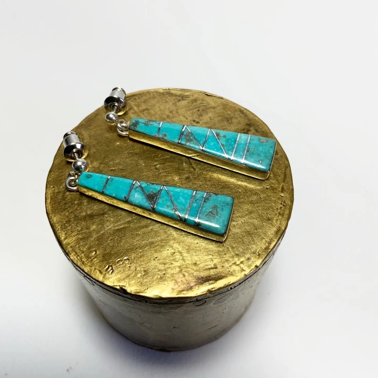 Temple of the King Kingman Turquoise Inlay Earrings
