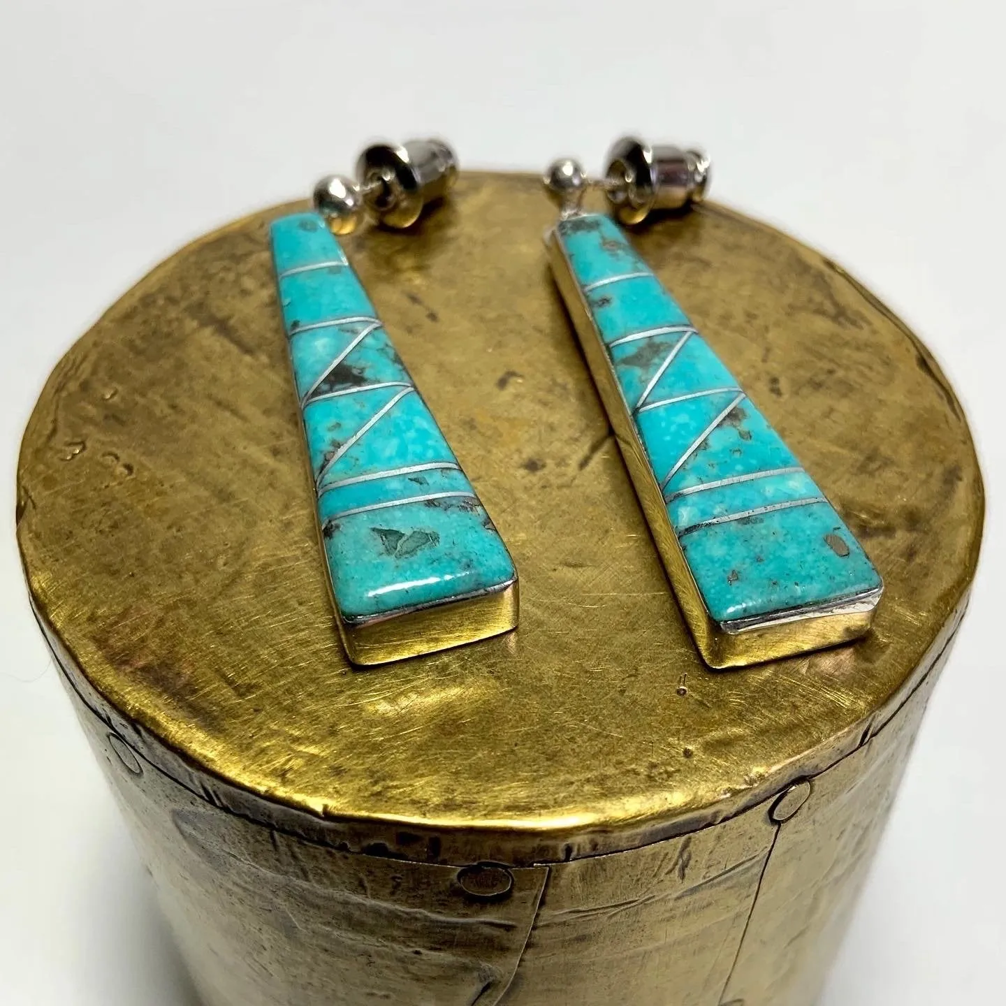 Temple of the King Kingman Turquoise Inlay Earrings