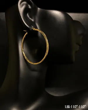 Textured hoop earrings 10K solid gold