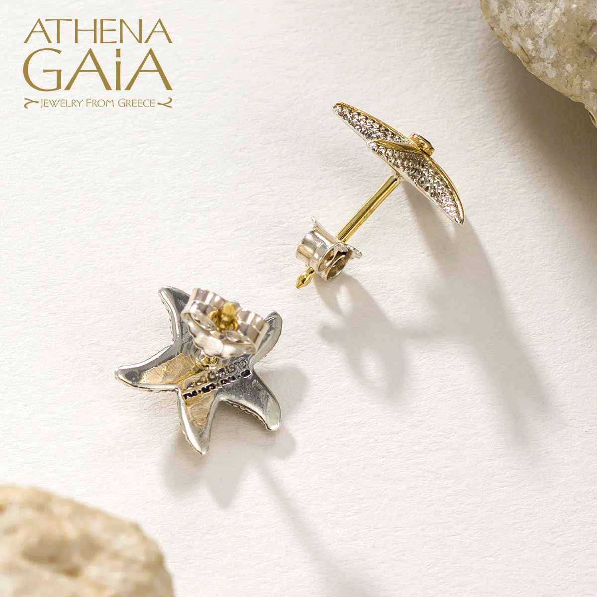 Thalassa Small Starfish with Stone Post Earrings
