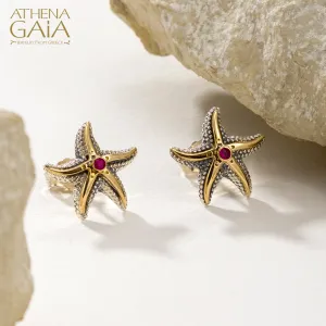Thalassa Small Starfish with Stone Post Earrings