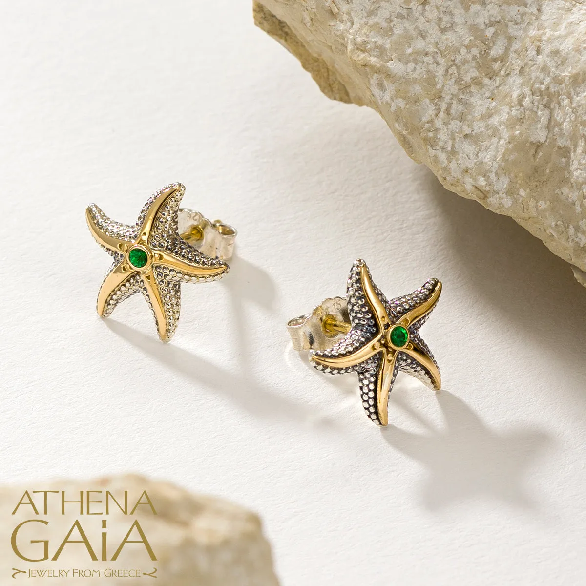 Thalassa Small Starfish with Stone Post Earrings