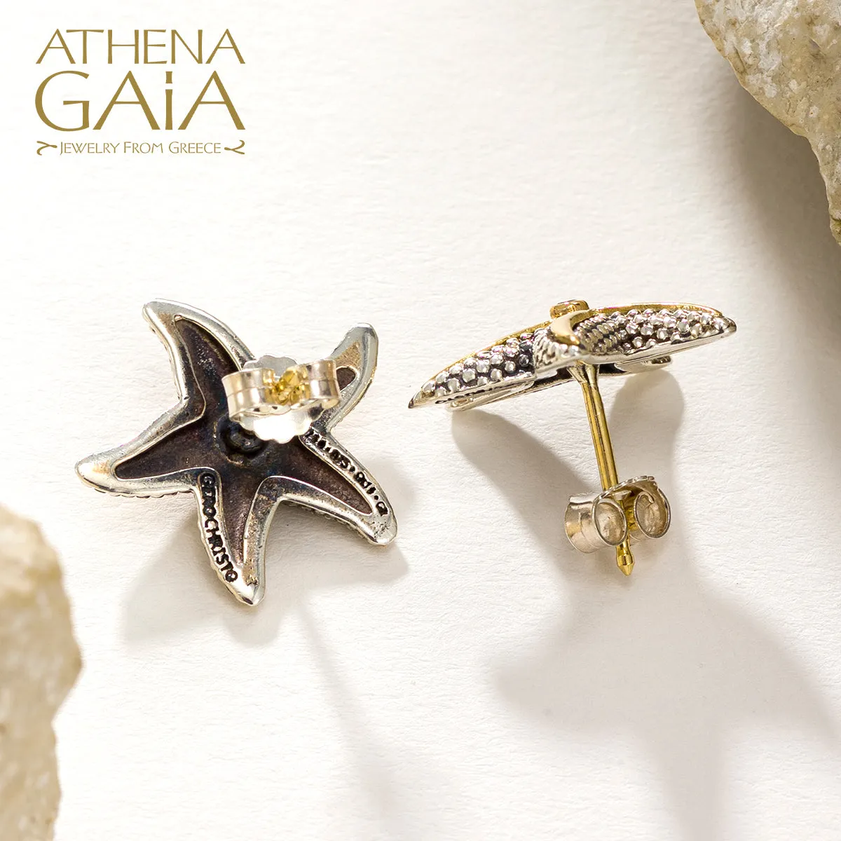 Thalassa Starfish with Stone Post Earrings (Large)