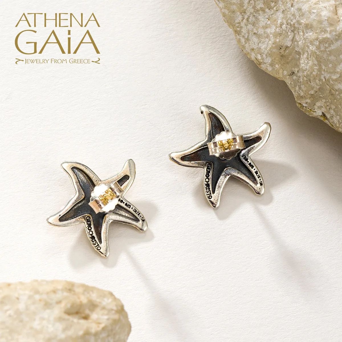 Thalassa Starfish with Stone Post Earrings (Large)