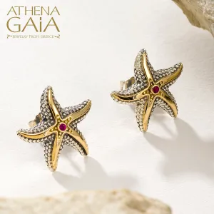 Thalassa Starfish with Stone Post Earrings (Large)