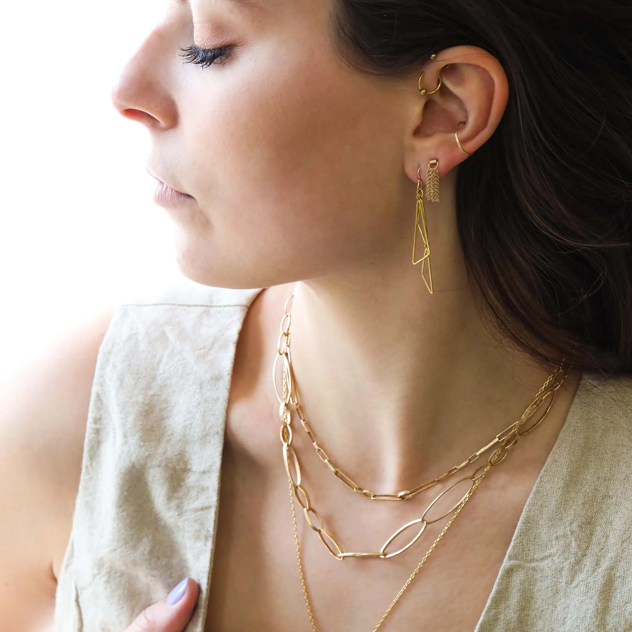 The "Olivia" 14 Karat Gold Front to Back Tassel Earrings
