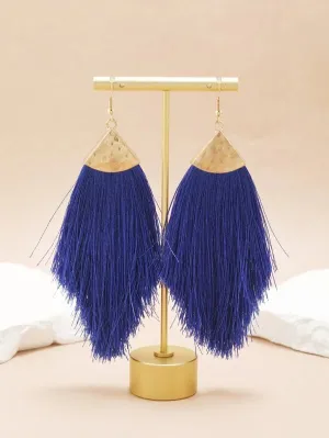 Thread Tassel Earrings Deep Blue