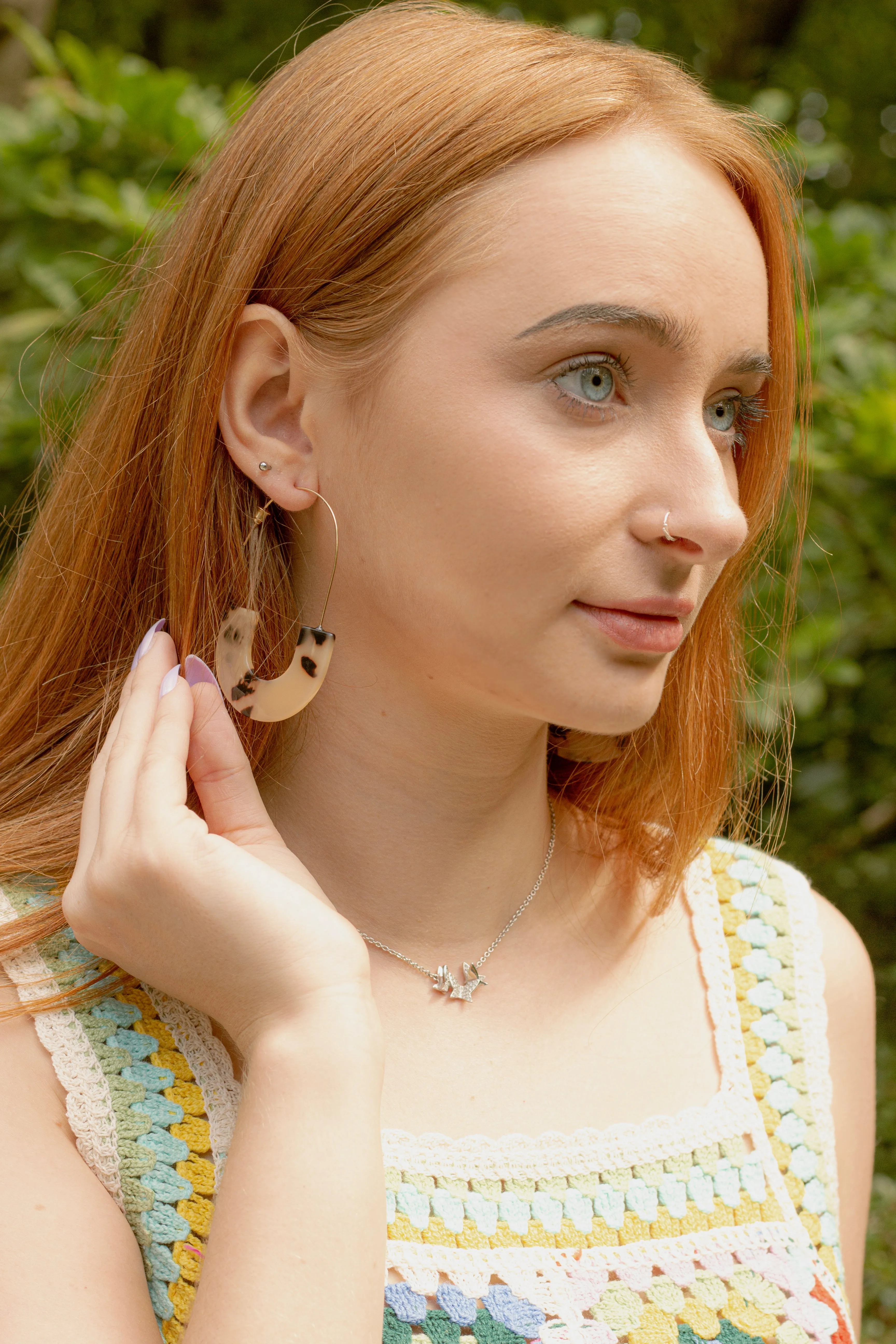 Threader Tortoise Shell Scoop Earrings