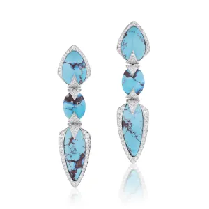 Tiered Turquoise & Diamond Earrings