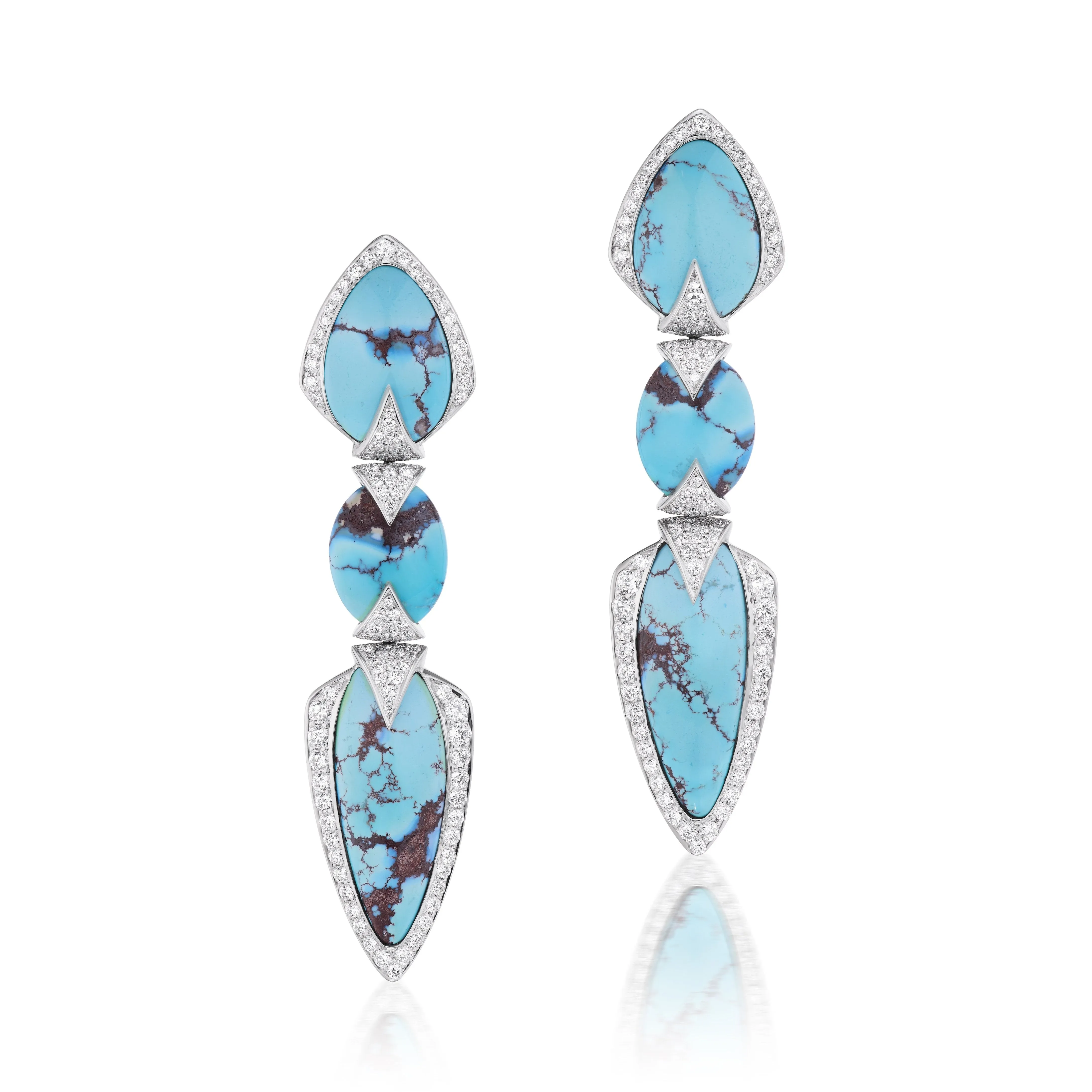 Tiered Turquoise & Diamond Earrings