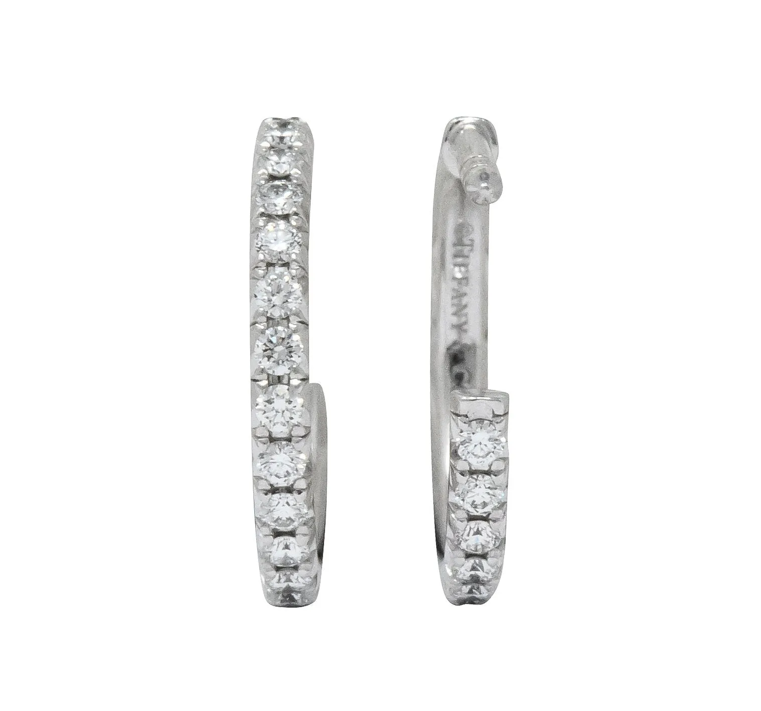 Tiffany & Co. 0.50 CTW Diamond 18 White Gold Hoop Earrings