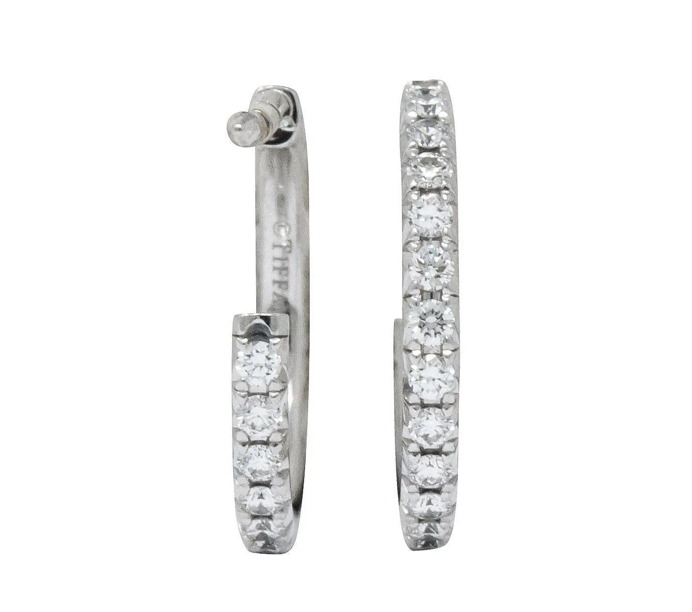 Tiffany & Co. 0.50 CTW Diamond 18 White Gold Hoop Earrings