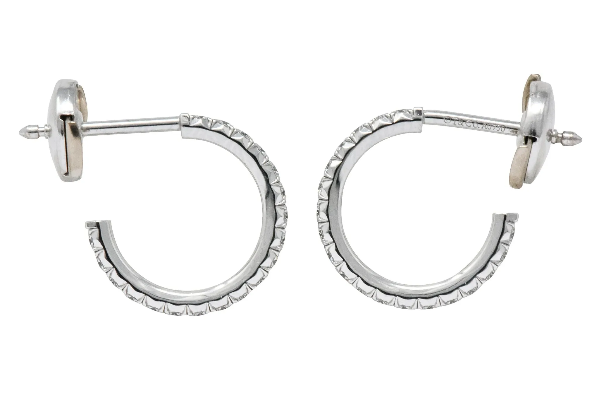 Tiffany & Co. 0.50 CTW Diamond 18 White Gold Hoop Earrings