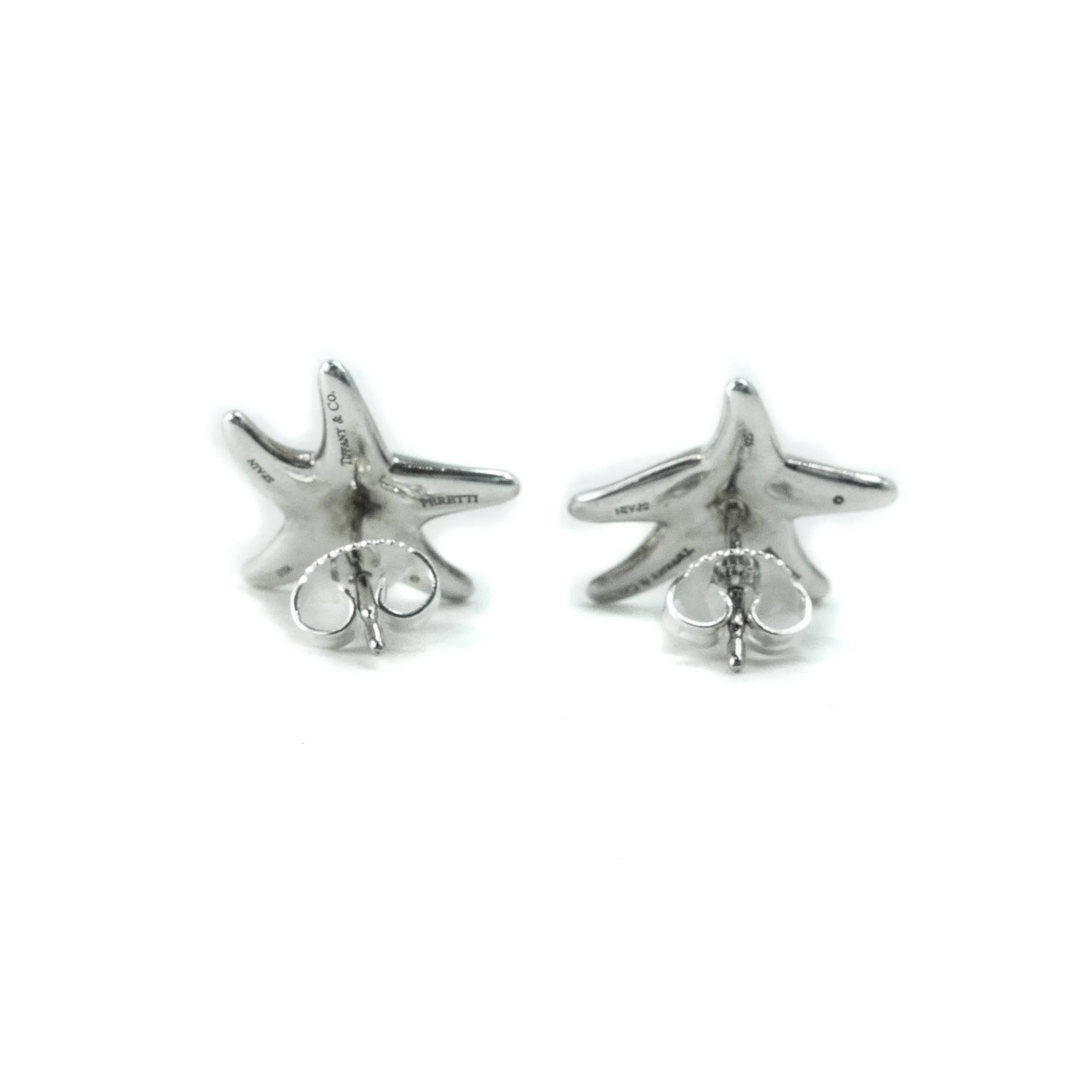 Tiffany & Co Elsa Peretti Starfish Diamond Sterling Silver Stud Earrings