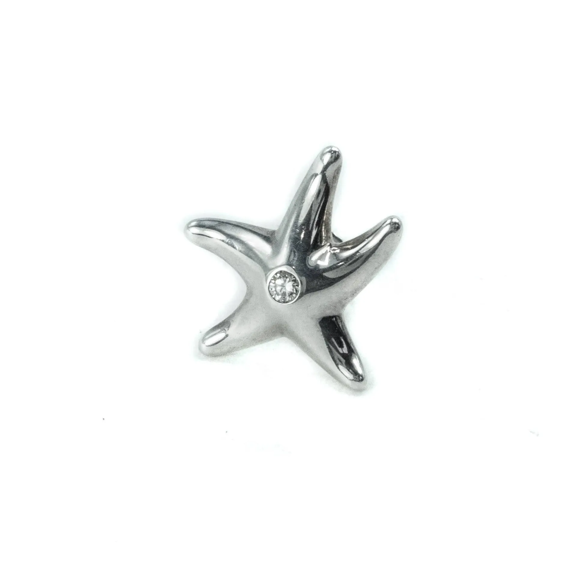 Tiffany & Co Elsa Peretti Starfish Diamond Sterling Silver Stud Earrings