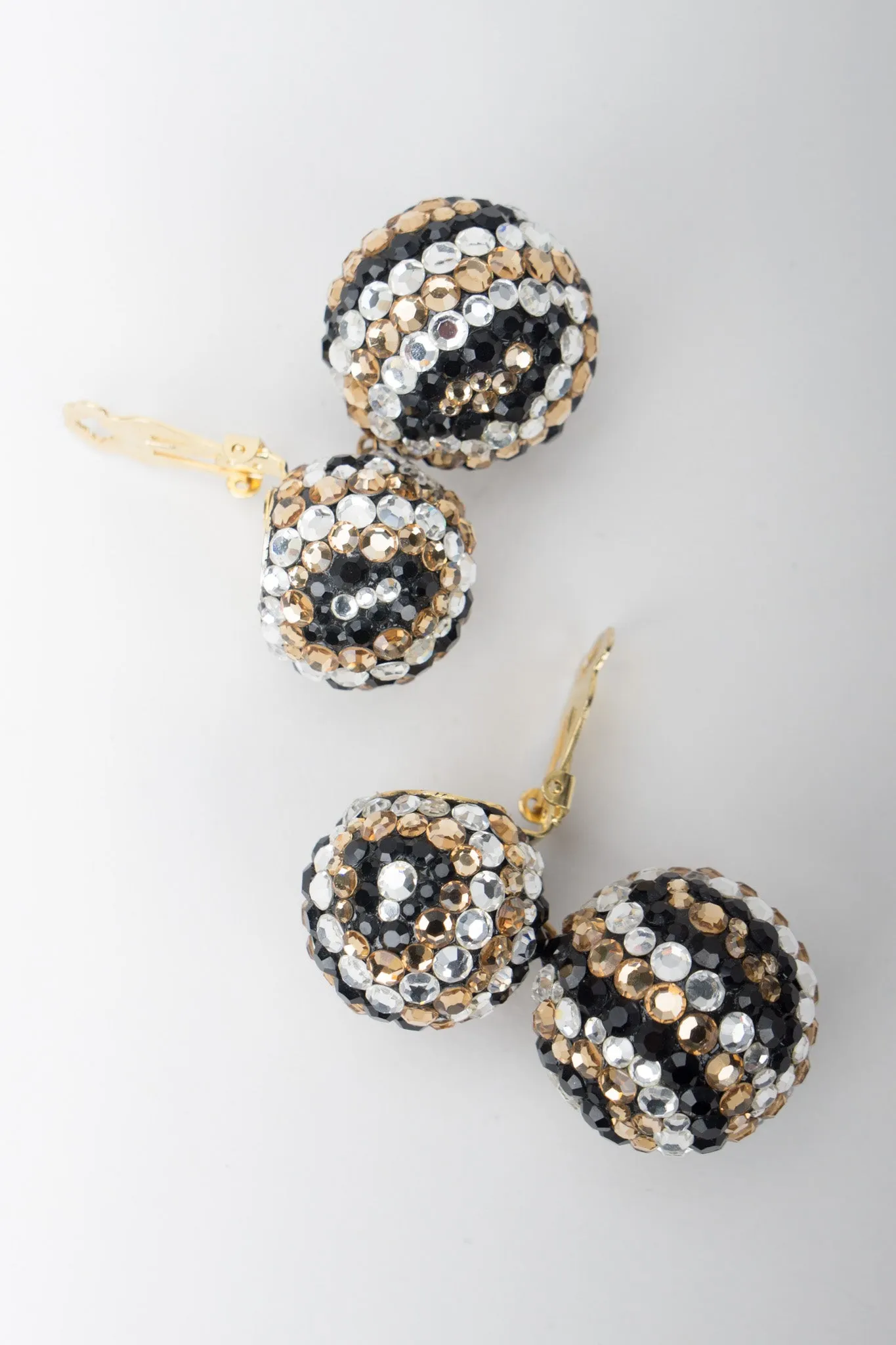 Tiger Eye Crystal Pavé Ball Earrings
