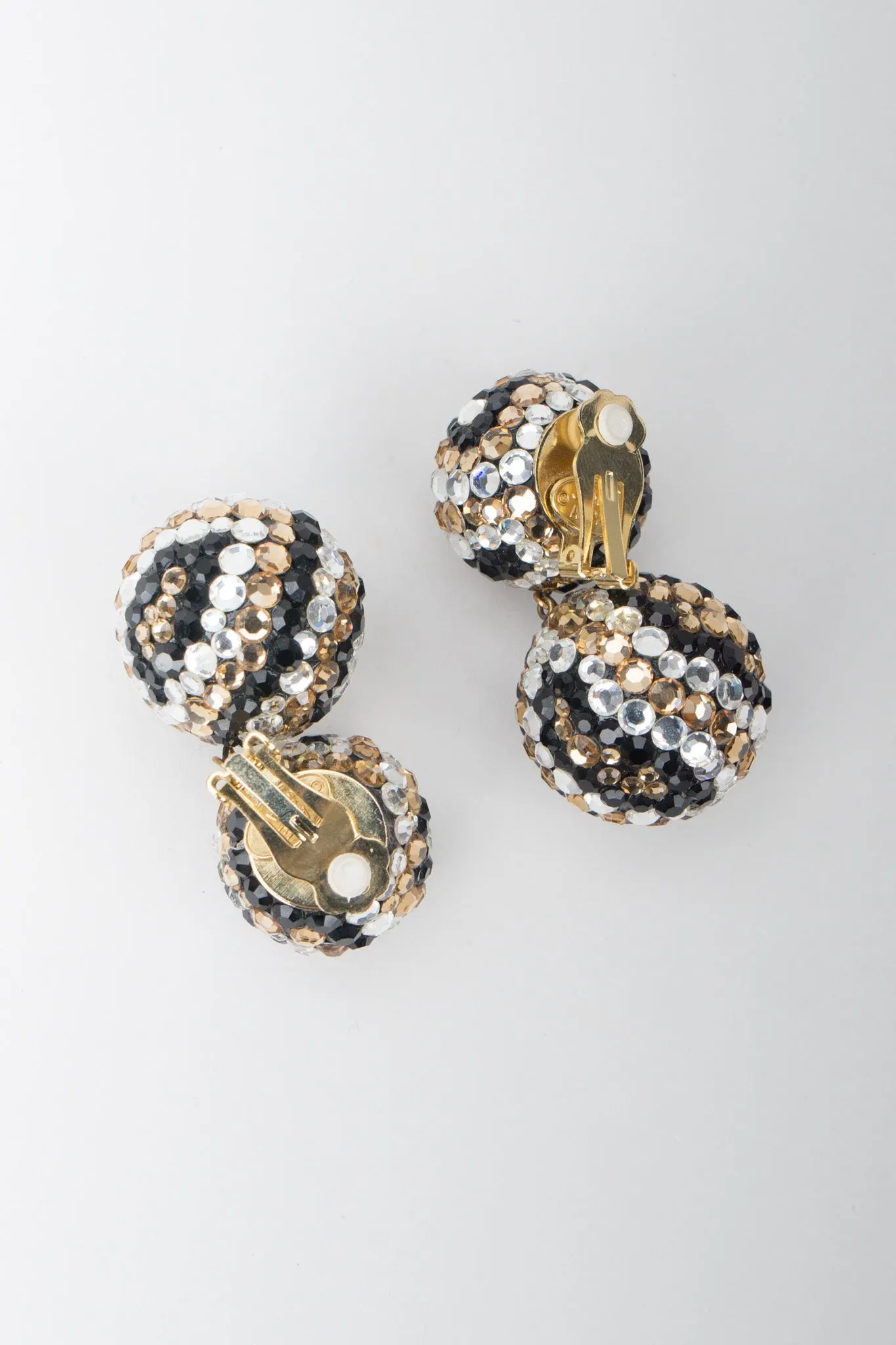 Tiger Eye Crystal Pavé Ball Earrings