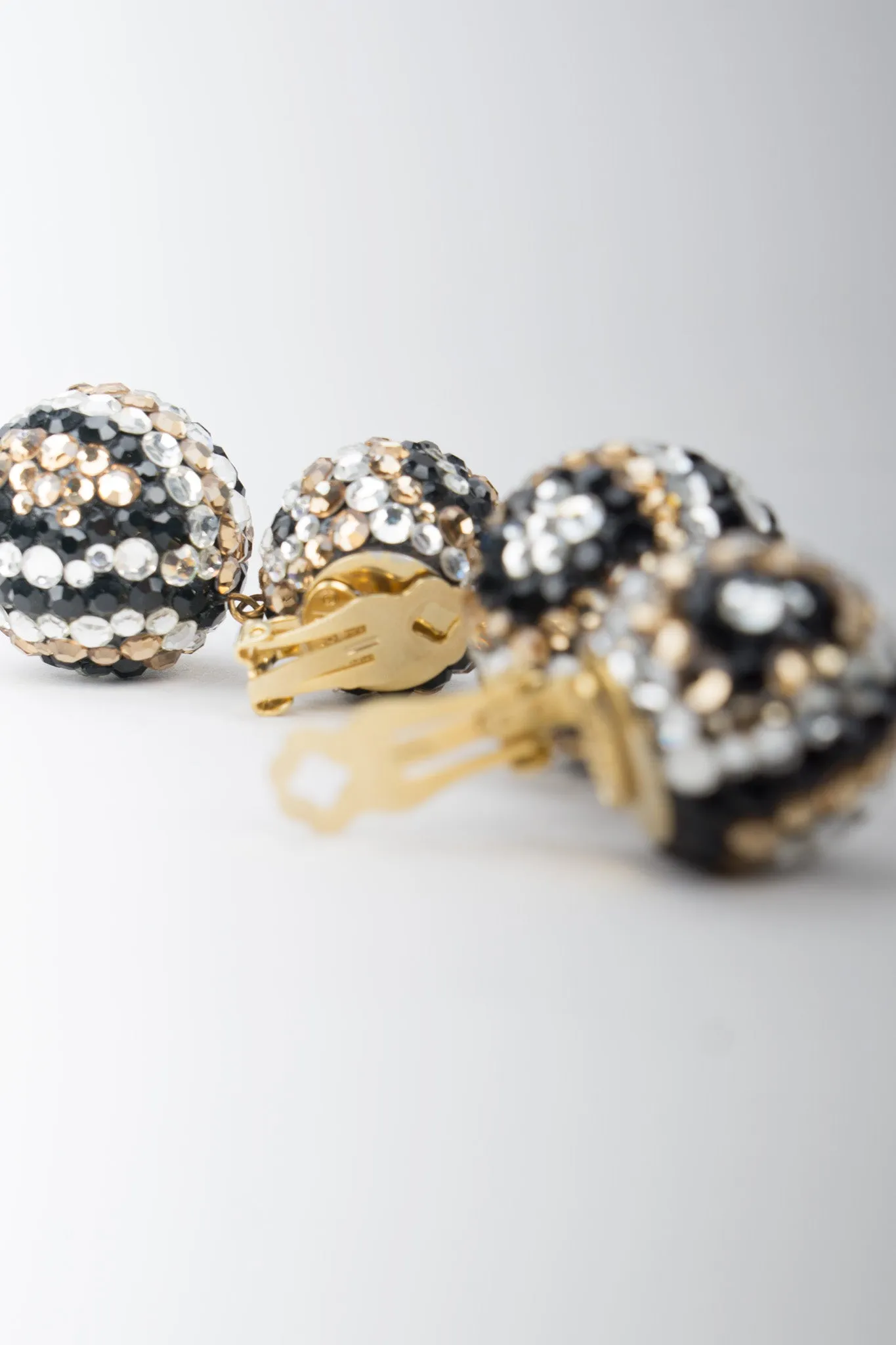 Tiger Eye Crystal Pavé Ball Earrings